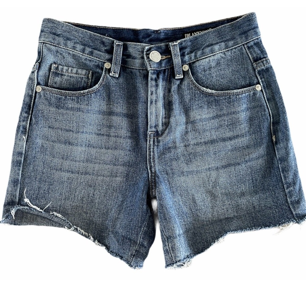 BlankNYC The Barrow Vintage High Rise Denim Shorts Women 24 Blue Raw Hem Boho